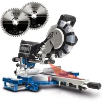 Scheppach HM254SPX Scie à onglets avec 2ème lame - 2200W | lame de scie Ø254mm | largeur/hauteur de coupe : 340mm x 90mm | laser inclus | supports en aluminium