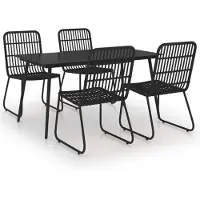 vidaXL Ensemble de jardin 5 pièces Poly rotin et verre