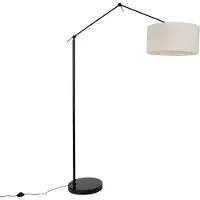 QAZQA Lampadaire noir avec abat-jour gris clair 50 cm réglable - Editor