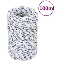 vidaXL Corde de bateau Blanc 2 mm 100 m Polypropylène