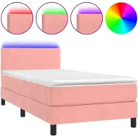 vidaXL Lit boxspring avec matelas & LED rose 80x200 cm velours