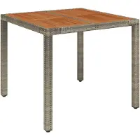 vidaXL Table de jardin avec plateau en bois gris 90x90x75 cm Poly rotin