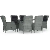 vidaXL Ensemble de jardin 7 pièces gris clair Poly rotin