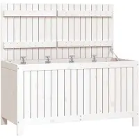 vidaXL Coffre de jardin blanc 121x55x64 cm pin massif