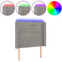 vidaXL Tête de lit LED gris clair 103x16x118/128 cm velours