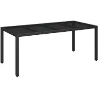 vidaXL Table de jardin avec plateau en verre noir 190x90x75 cm Poly rotin