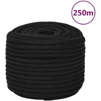 vidaXL Corde de travail Noir 12 mm 250 m Polyester