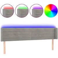 vidaXL Tête de lit LED gris clair 183x16x78/88 cm velours