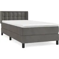 vidaXL Lit boxspring avec matelas gris foncé 90x200 cm velours