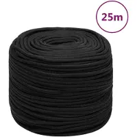 vidaXL Corde de bateau Noir complet 6 mm 25 m Polypropylène