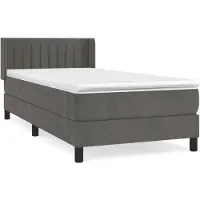 vidaXL Lit boxspring avec matelas gris foncé 90x190 cm velours