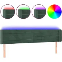 vidaXL Tête de lit LED vert foncé 183x16x78/88 cm velours