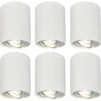 QAZQA Ensemble de 6 spots blancs orientables et inclinables - Rondoo 1 Up