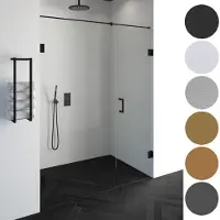 Sanitop Void porte de niche 2 parties verre clair 100x200 réversible avec porte pivotante 60 contre mur incl. traitement anticalcaire PVD gunmetal GS-VON2H6040200GM