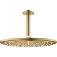 GROHE - Ensemble douche de tête et bras plafond 142 mm, 1 jet - Cool Sunrise brossé - 26067GN1