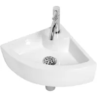 Plieger Miami Fontein Toilet - Set - Hoekfontein 32 x 32 cm inclusief fonteinkraan en sifon - Keramiek - Wit (320 mm, 320 mm)