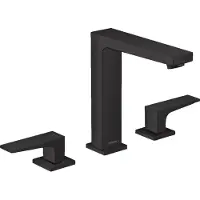Hansgrohe Robinet de lavabo Metropol, 3 trous, modèle 160, avec leviers et système de vidange à poussoir, finition noir mat