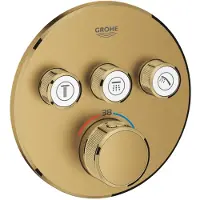 GROHE Thermostat Grohtherm SmartControl avec trois vannes d'arrêt, rosette murale ronde, 29121GN0