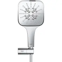 GROHE Ensemble de douche, douchette 3 jets cube et support mural Rainshower SmartActive 130
