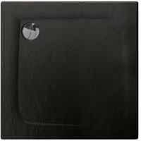 Allibert Receveur de douche carré effet pierre Mooneo - L. 80 x l. 80 cm - Noir