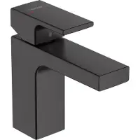 Hansgrohe Mitigeur de lavabo Vernis Shape 100 avec alimentation en eau, noir mat, 1 pièce.