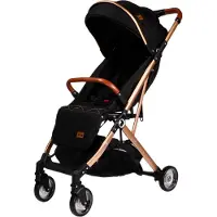 Ding Vivo Wandelwagen - Zwart/Rose - Inklapbare buggy - Inclusief boodschappenmandje en zonnekap