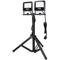 EDM Projecteur Led Avec Trépied 2x30w 2x2370lm 6400k Lumière Froide Noire Série