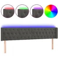 vidaXL Tête de lit LED gris foncé 203x16x78/88 cm velours