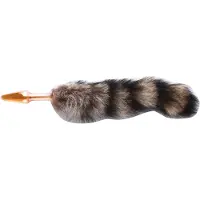 Auxfun Fluffy Butt Plug Queue de renard Bouchon en verre brun