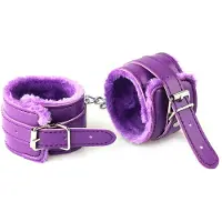 Auxfun Menottes rembourrées Menottes de lit avec chaîne Pourpre
