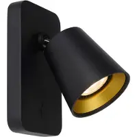 Lucide Lampe de chevet Turnon Noir faible à chaud