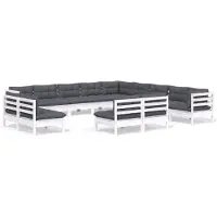 vidaXL Ensemble salon de jardin 13 pièces avec coussins blanc pin massif