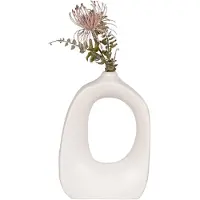 House Nordic Vase organique en céramique blanche 19x9x28.5cm