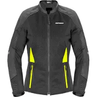 Spidi Veste textile pour moto Super Net pour femme, noir/jaune fluo, L