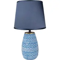 Clayre & Eef Lampe de table Ø 20x35 cm Bleu Blanc Céramique