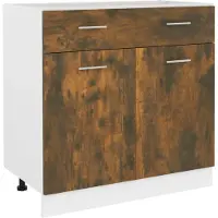 vidaXL Armoire basse avec tiroir Lyon chêne fumé 80x46x81,5 cm