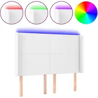 vidaXL Tête de lit LED blanc 147x16x118/128 cm similicuir