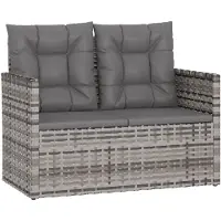 vidaXL Banc de jardin avec coussins Gris 105 cm Poly rotin