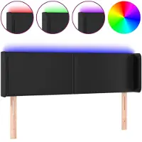 vidaXL Tête de lit LED noir 147x16x78/88 cm similicuir