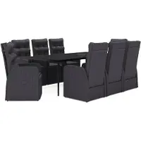 vidaXL Salon de jardin 9 pièces avec coussins Noir