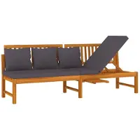 vidaXL Lit de jour avec coussins gris 200x60x75 cm bois massif acacia