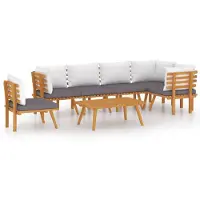 vidaXL Ensemble de salon de jardin avec coussins en bois massif d'acacia Groupe de salon d'extérieur