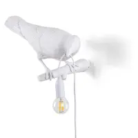 Seletti Lampe oiseau regardant à droite blanc extérieur