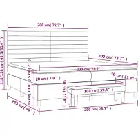 vidaXL Lit boxspring avec matelas gris clair 200x200 cm Tissu
