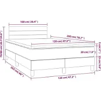vidaXL Lit boxspring avec matelas brun foncé 120x200 cm Tissu