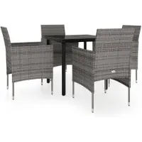 vidaXL Ensemble de jardin 5 pièces avec coussins Gris et noir