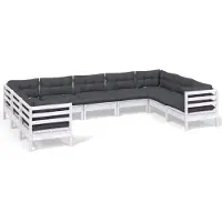 vidaXL Ensemble salon de jardin 9 pièces avec coussins Pin blanc