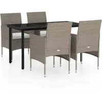 vidaXL Ensemble à manger de jardin coussins 5 pcs Beige/noir