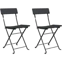vidaXL Chaises de bistrot 2 pcs. Pliable Noir Poly Rotin et Acier