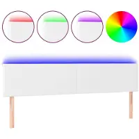 vidaXL Tête de lit LED blanc 200x5x78/88 cm similicuir